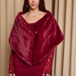 Γούνα ετόλ συνθετική βουργουνδί