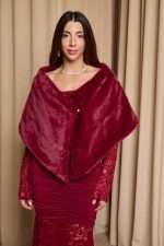 Γούνα ετόλ συνθετική βουργουνδί