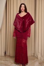 Γούνα ετόλ συνθετική  βουργουνδί - Image 2