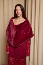 Γούνα ετόλ συνθετική  βουργουνδί - Image 3