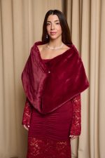 Γούνα ετόλ συνθετική  βουργουνδί - Image 4