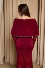 Γούνα ετόλ συνθετική  βουργουνδί - Image 5