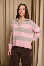 Πουλόβερ με ρίγες ροζ - πούρο - Image 5