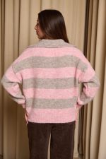 Πουλόβερ με ρίγες ροζ - πούρο - Image 6