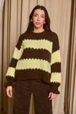 Πουλόβερ με ρίγες καφέ - κίτρινο - Image 3