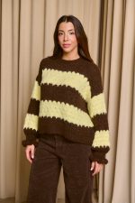 Πουλόβερ με ρίγες καφέ - κίτρινο - Image 5