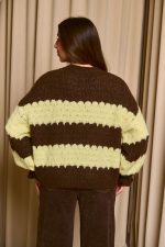 Πουλόβερ με ρίγες καφέ - κίτρινο - Image 6