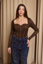 Μπλούζα κορσές πλεκτή καφέ