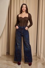 Μπλούζα κορσές πλεκτή καφέ - Image 2