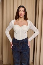 Μπλούζα κορσές πλεκτή εκρού