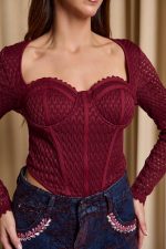 Μπλούζα κορσές πλεκτή βουργουνδί - Image 7