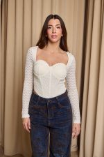 Μπλούζα κορσές πλεκτή εκρού - Image 3