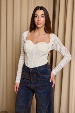 Μπλούζα κορσές πλεκτή εκρού - Image 5