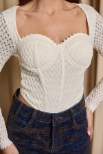 Μπλούζα κορσές πλεκτή εκρού - Image 7