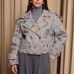 Τζάκετ με χρυσά κεντήματα γκρι