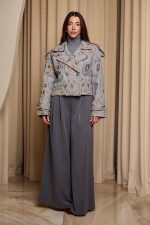 Τζάκετ με χρυσά κεντήματα γκρι - Image 3