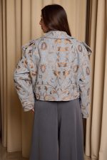 Τζάκετ με χρυσά κεντήματα γκρι - Image 7