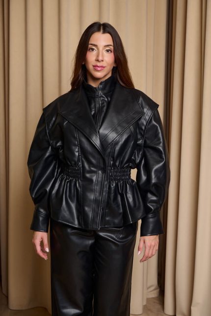 Τζάκετ δερματίνη μαύρο