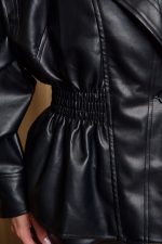 Τζάκετ δερματίνη μαύρο - Image 8