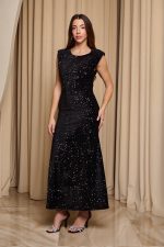 Φόρεμα maxi velvet με παγιέτα και ανοιχτή πλάτη - Image 3