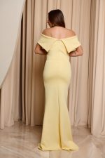 Φόρεμα maxi off shoulder με διακοσμητικές πέτρες κίτρινο - Image 5