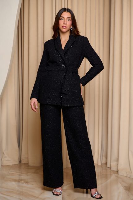 Κοστούμι tweed με lurex λεπτομέρεια μαύρο