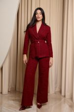 Κοστούμι tweed με lurex λεπτομέρεια βουργουνδί