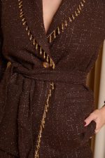 Κοστούμι tweed με lurex λεπτομέρεια καφέ - Image 7