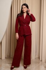 Κοστούμι tweed με lurex λεπτομέρεια βουργουνδί - Image 2