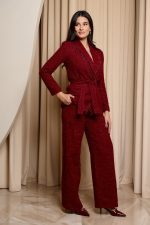 Κοστούμι tweed με lurex λεπτομέρεια βουργουνδί - Image 3