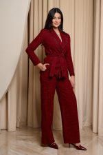 Κοστούμι tweed με lurex λεπτομέρεια βουργουνδί - Image 4