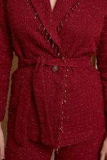 Κοστούμι tweed με lurex λεπτομέρεια βουργουνδί - Image 6