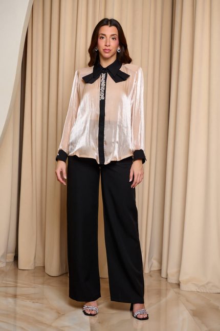 Σετ πουκάμισο - παντελόνι μπεζ-μαυρο