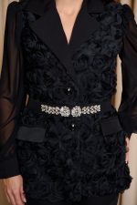Κοστούμι με ανάγλυφα λουλούδια μαύρο - Image 6