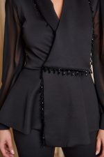 Κοστούμι με διακοσμητικές χάντρες μαύρο - Image 6