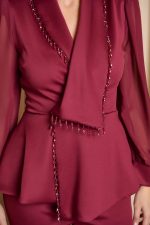 Κοστούμι με διακοσμητικές χάντρες βουργουνδί - Image 6