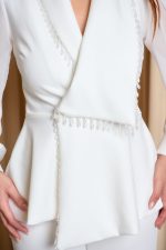 Κοστούμι με διακοσμητικές χάντρες λευκό - Image 6