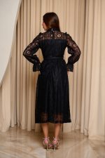 Φόρεμα midi με δαντέλα και χάντρες μαύρο - Image 5