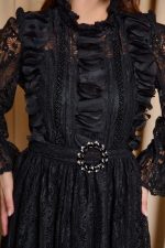 Φόρεμα midi με δαντέλα και χάντρες μαύρο - Image 6