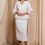 Φόρεμα maxi tweed με λεπτομέρεια δαντέλα και στρας βουργουνδί