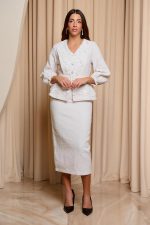 Φόρεμα maxi tweed με λεπτομέρεια δαντέλα και στρας βουργουνδί