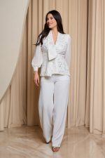 Κοστούμι με χρυσό print λευκό - Image 3