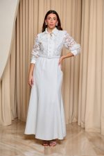 Φόρεμα maxi με ανάγλυφα κεντήματα άσπρο - Image 2