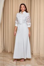 Φόρεμα maxi με ανάγλυφα κεντήματα άσπρο - Image 4