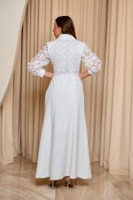 Φόρεμα maxi με ανάγλυφα κεντήματα άσπρο - Image 5