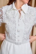 Φόρεμα maxi με ανάγλυφα κεντήματα άσπρο - Image 6