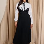 Φόρεμα maxi πλισέ ασπρόμαυρο