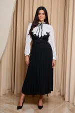 Φόρεμα maxi πλισέ ασπρόμαυρο