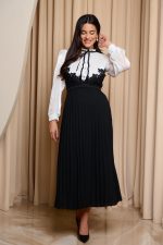 Φόρεμα maxi πλισέ ασπρόμαυρο - Image 2