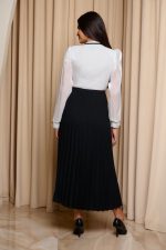 Φόρεμα maxi πλισέ ασπρόμαυρο - Image 5